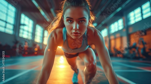 portrait of a young woman exercising. 
