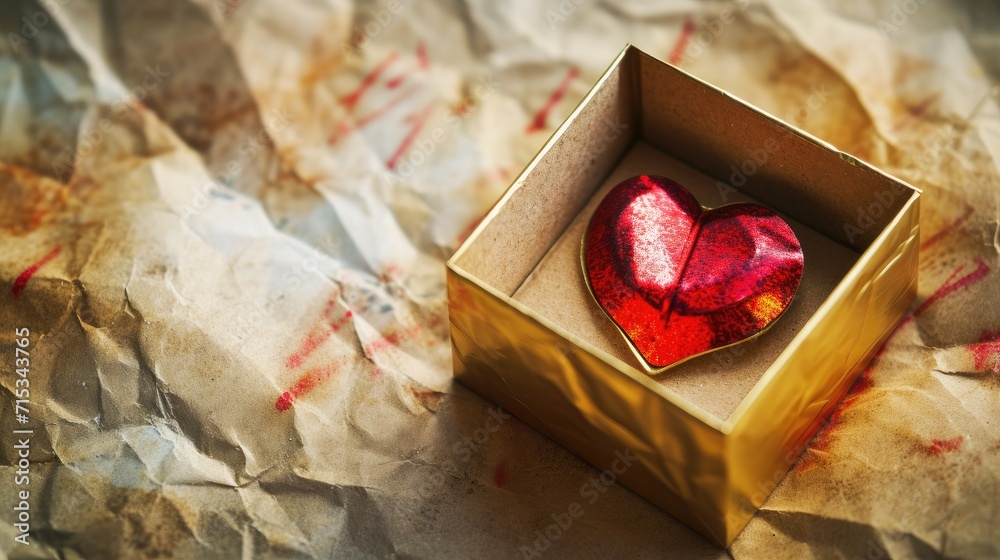 Present a heartfelt gift love or like within a golden box adorned with
