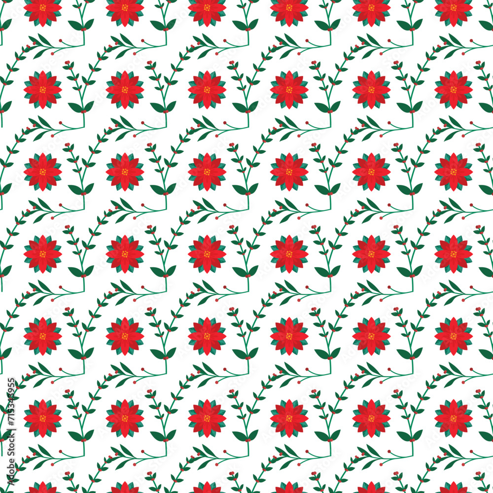 Free vector Christmas flowers pattern design.