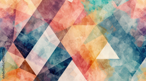 Geometric pattern of triangles and hexagons in a watercolor pastel palette, creating a subtle and modern abstract design