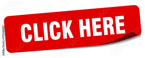 click here sticker. click here label