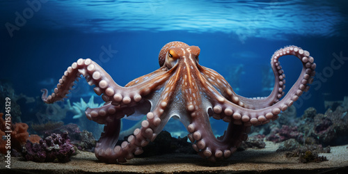 octopus in the sea,,Octopus swimming in the ocean. Generative AI photo