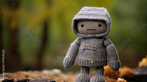 Knitted robot with a yarn texture and cozy handmade © BornHappy