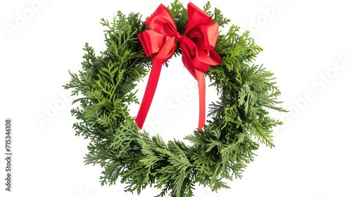 wreath with red ribbon on a white background