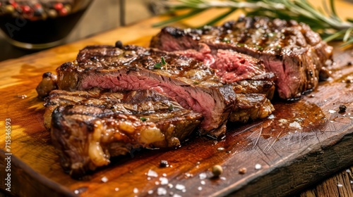 grilled meat on a wooden board