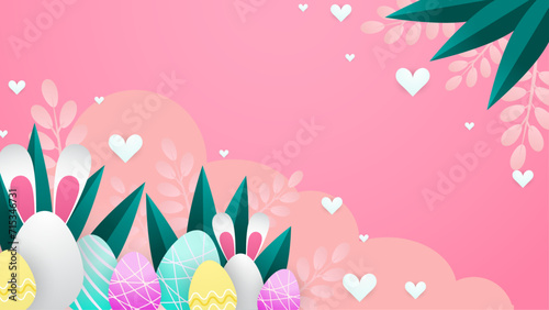 Colorful colourful cute vector gradient happy easter day egg background. Vector easter illustration flyer template