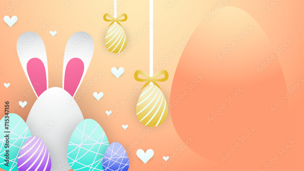 Colorful colourful simple vector easter background template with eggs and flower. Vector easter illustration flyer template
