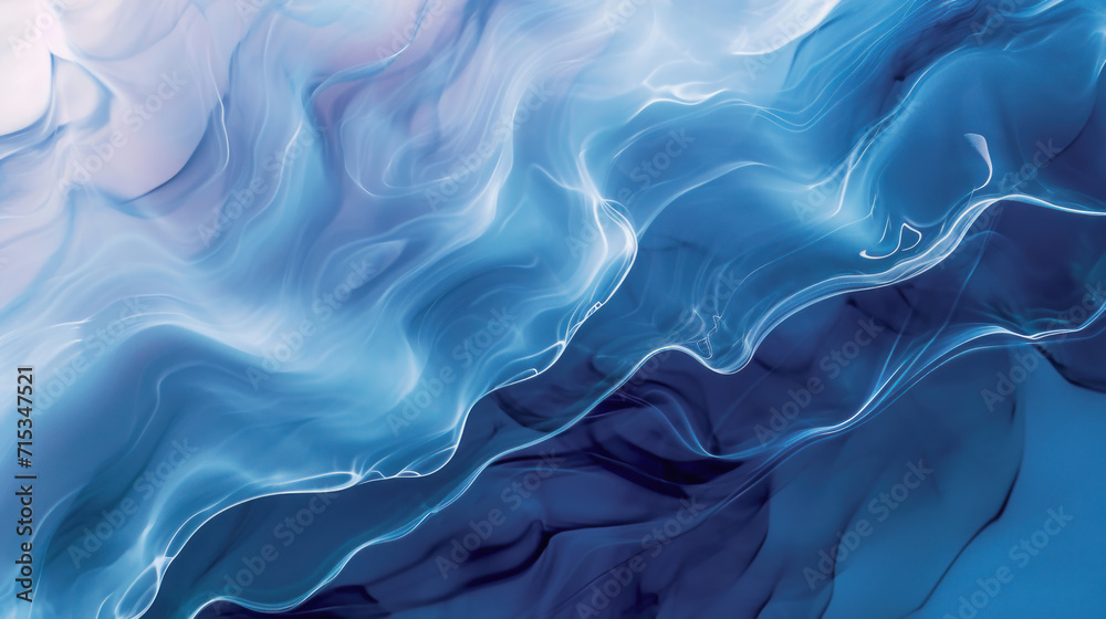 Flowing blue abstract background. Concept of soft and relaxing visuals, calming rhythms. - obrazy, fototapety, plakaty 