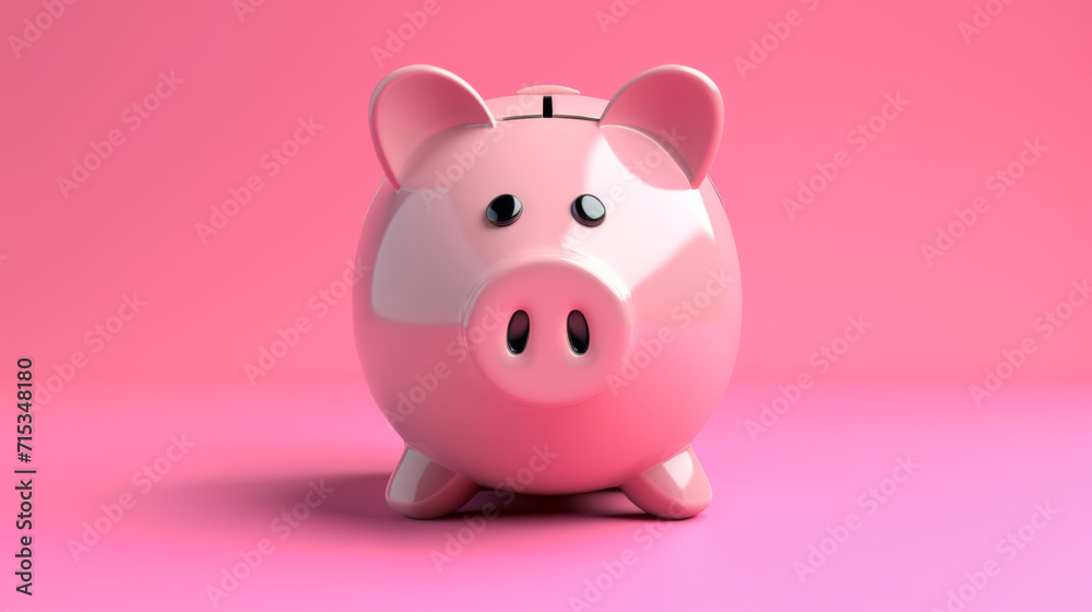 Pink piggy bank concept, savings and investment -