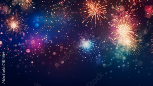 Beautiful fireworks background at night for holiday decoration