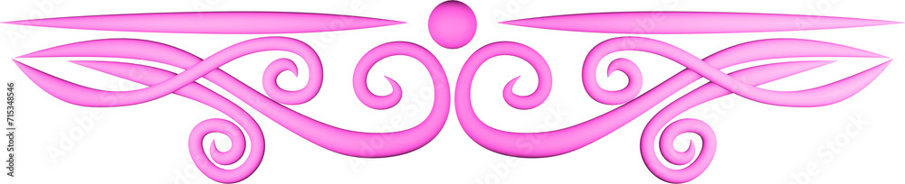 3D rendering of a border of a floral linear ornament with on a transparent background 3D rendering of a border of a floral linear ornament with on a transparent background