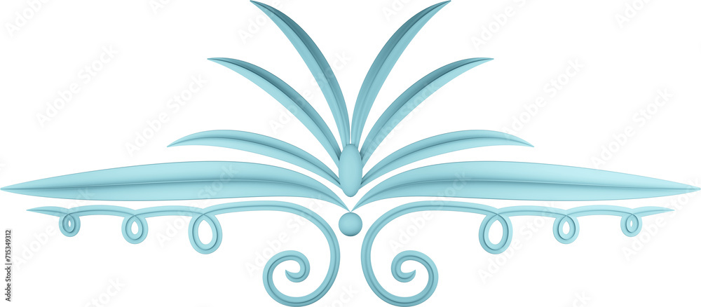 3D rendering border floral ornament with leaves on a transparent background 3D rendering border floral ornament with leaves on a transparent background