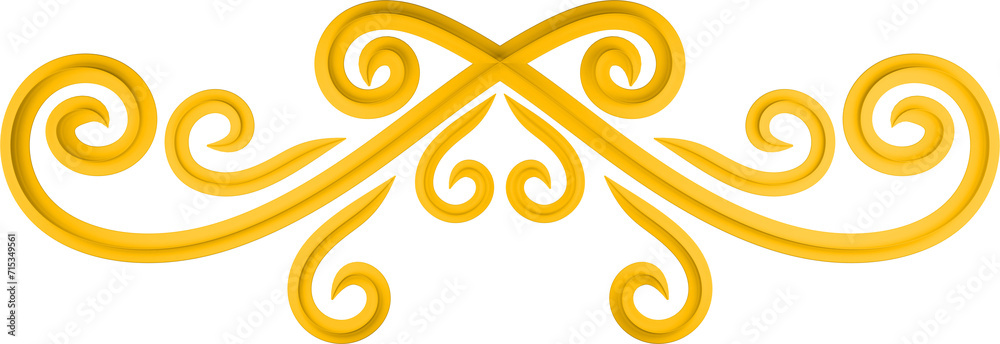 3D illustration of filigree floral ornament on a transparent background 3D illustration of filigree floral ornament on a transparent background