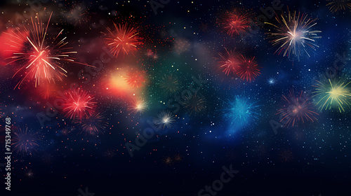 Beautiful creative holiday background with fireworks and sparkles © ma