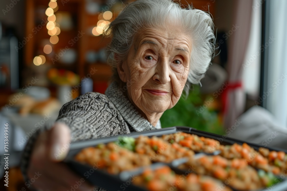 Senior Woman Receiving Meals Home Visit