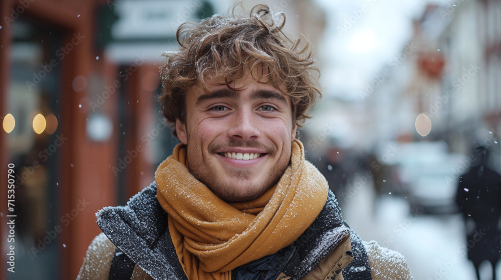 AI generated illustration of a portrait of a smiling handsome young man AI generated illustration of a portrait of a smiling handsome young man