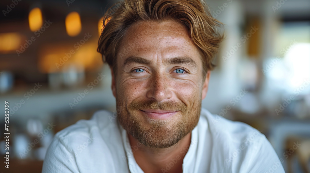 AI generated illustration of a portrait of a smiling handsome young man AI generated illustration of a portrait of a smiling handsome young man