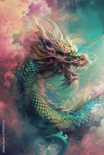 A blue Chinese dragon.