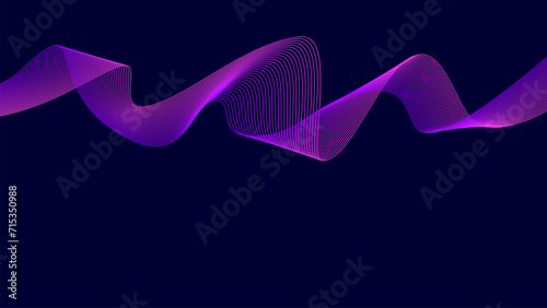 Black background with violet wave lines. Flowing waves design Abstract digital equalizer sound wave. Line Vector illustration for tech futuristic innovation concept background Graphic design EPS 10