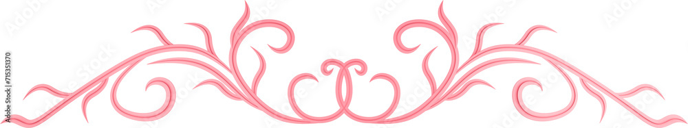 3D rendering border of a curved branch with leaves of different sizes on a transparent background