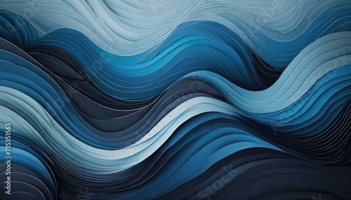 a sophisticated and visually appealing abstract banner featuring dark blue paper waves. Create elegant, wavy vectors that form a seamless and high-definition background for a captivating and modern de