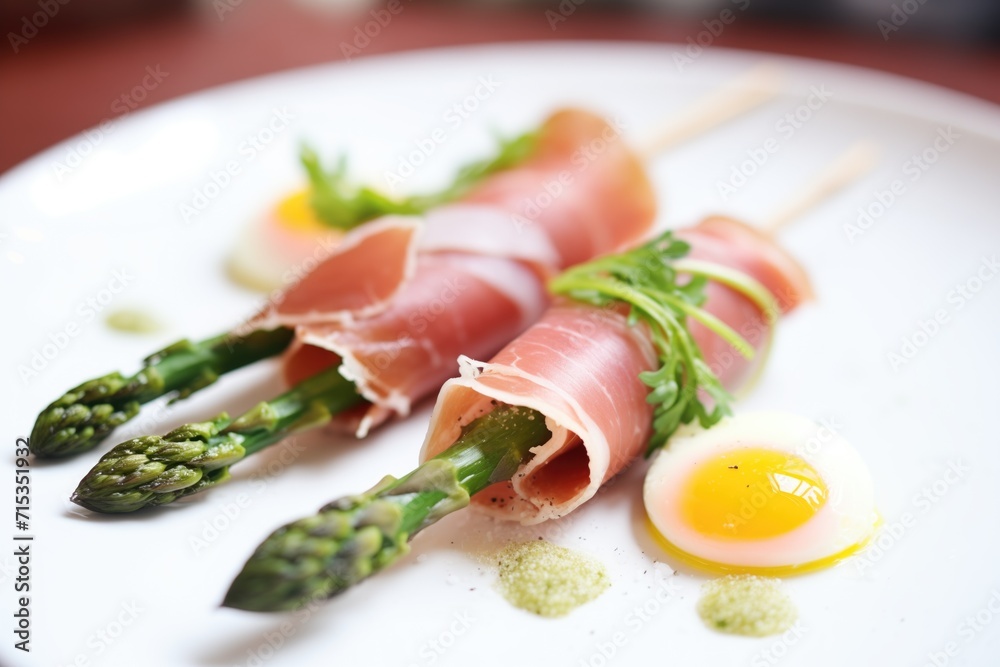 asparagus wrapped in prosciutto with quail eggs asparagus wrapped in prosciutto with quail eggs