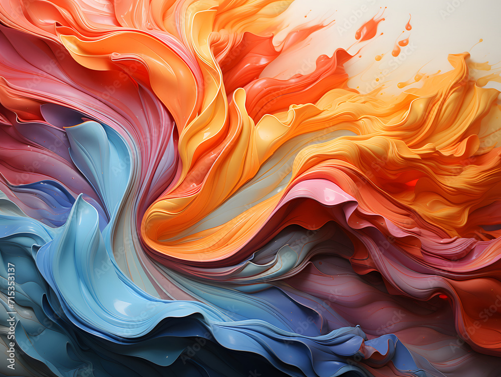 Abstract Colorful Liquid Paint Background. Multicolored Fluid Wallpaper