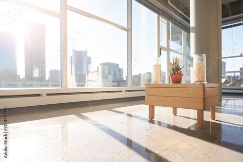 sunlight reflecting off glass highrise with concrete base
