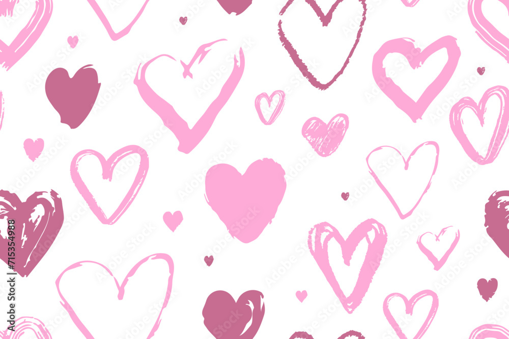 Background with different colored hearts for Valentine's day. Seamless pattern