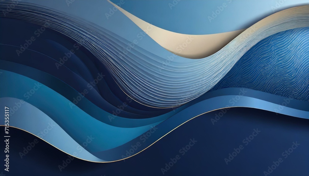 abstract wave background.an elegant and modern abstract banner design showcasing dark blue paper waves. Pay attention to the seamless integration of wavy vectors to produce a visually appealing and hi - obrazy, fototapety, plakaty 