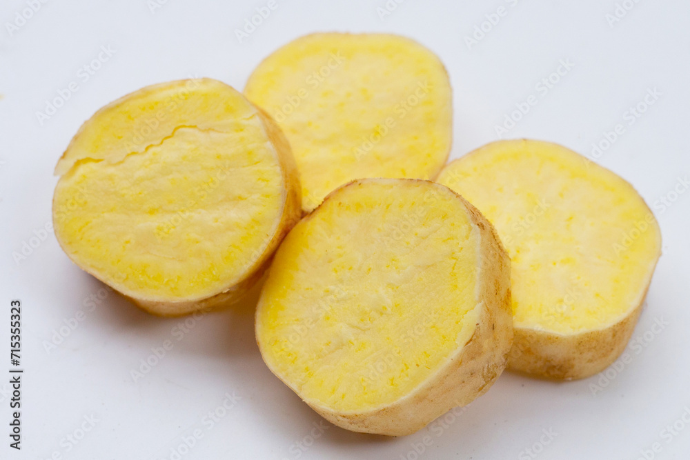 Sweet potato on white background.