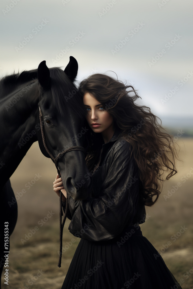 Obraz premium Women embracing a horse