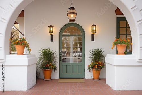 arched doorways on spanish revival architecture photo