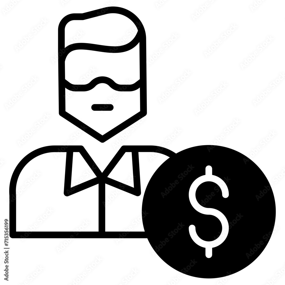 Business Man Profit solid glyph icon Business Man Profit solid glyph icon