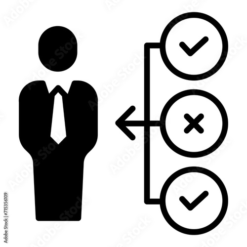 User decision making solid glyph icon