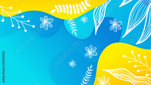 White yellow and blue vector realistic summer vacation abstract background. Vector realistic summer background with vegetation