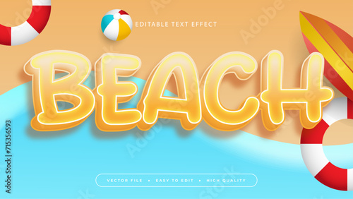 Colorful colourful beach 3d editable text effect - font style. Summer text style effect