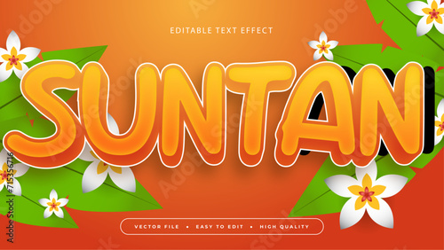 Orange green and white suntan 3d editable text effect - font style. Summer text style effect