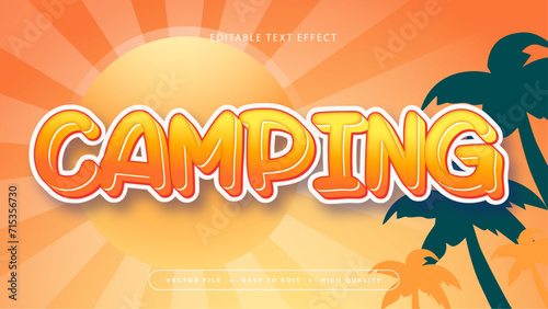Orange yellow and green camping 3d editable text effect - font style. Summer text style effect