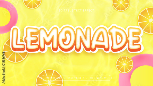 Colorful colourful lemonade 3d editable text effect - font style. Summer text style effect