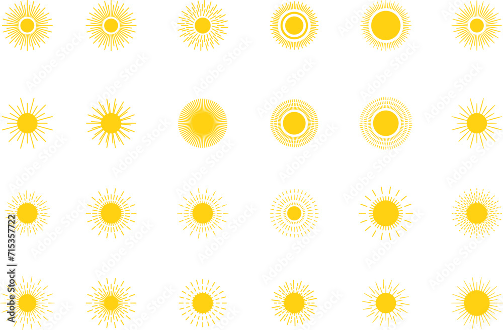 Vector cartoon yellow sun. Shining light rays. Summer Isolated vector illustration. Vector cartoon yellow sun. Shining light rays. Summer Isolated vector illustration.