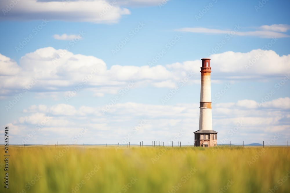 lone chimney standing tall in vast prairie grassland