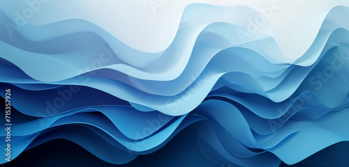 Minimalist abstract wallpaper with smooth waves in varying shades of blue.