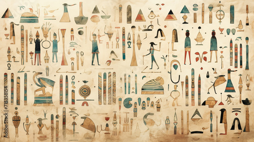 Weathered ancient egyptian hieroglyph background. photo