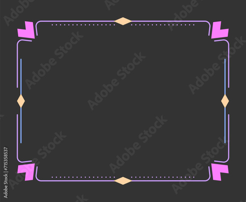 Vintage valentine heart frame border divider pink line flat. Cute purple pastel fairytale kid love magic colorful separator filigree rectangle greeting card rainbow wedding book cover framework