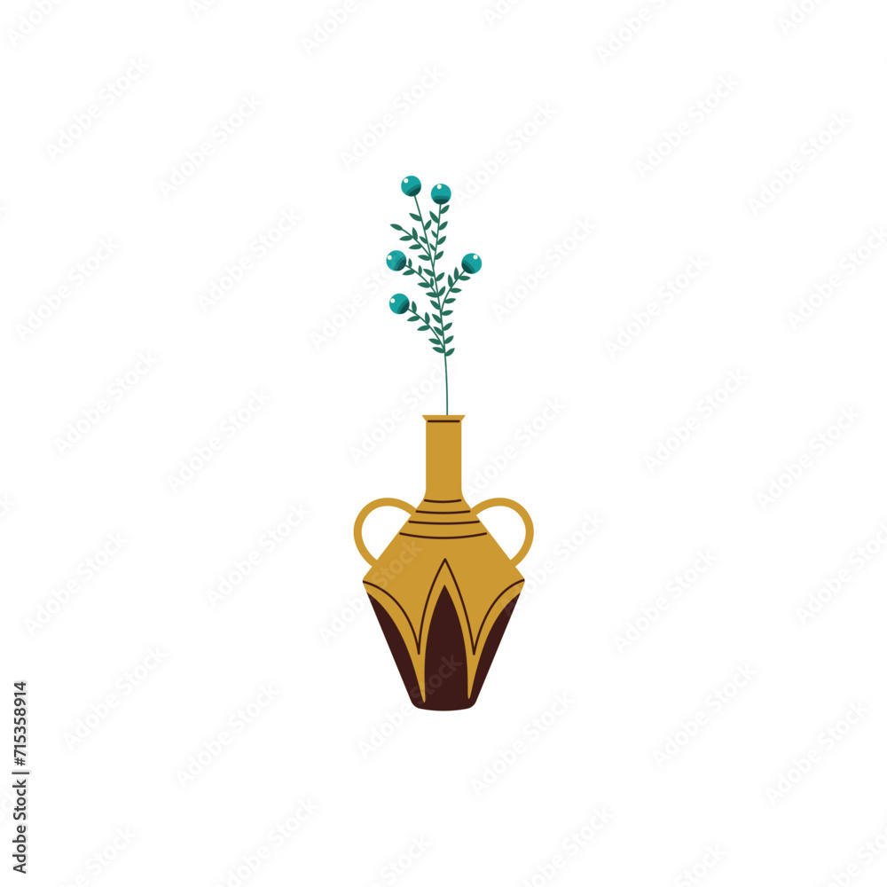 set of flowers in a brown pot illustration set of flowers in a brown pot illustration