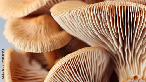  close up image showing mushrooms , Raw forest mushrooms as background, macro view