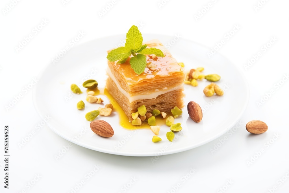 baklava filled with various nuts isolated on white baklava filled with various nuts isolated on white