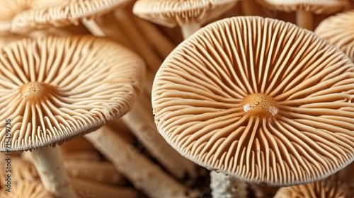  close up image showing mushrooms , Raw forest mushrooms as background, macro view