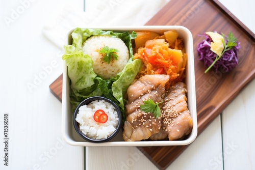 cabbage rolls packed for lunch in a bento box with salad